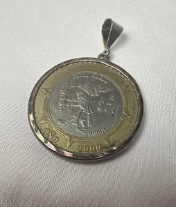 2000 Mexico 20 Pesos Xiuhtecuhtli Aztec Fuego Nuevo New Fire 925 Bezel - Picture 1 of 4