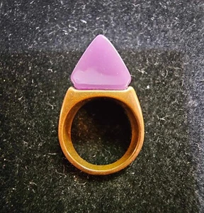 Copper Metal dome acrylic /Plastic Triangular Purple ring Sz 7.75 - READ- S60 - Picture 1 of 8