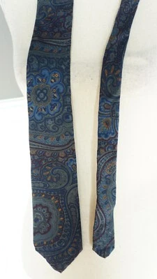 Corbata de seda para hombre Rivetz of Boston azul cachemira estampada a mano Inglaterra Foto 1 de 4