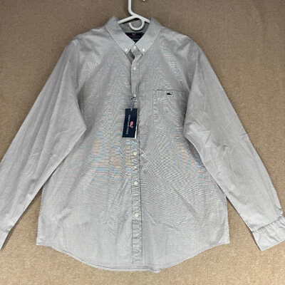 Vineyard Vines Men Size XL Solid Gray Cotton & Spandex L/S Slim Fit Tucker Shirt - Image 1 of 4