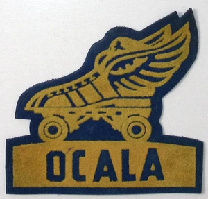 c1940s Ocala Fl Winged Skate Flocked Roller Rink Patch 5.75"H - Picture 1 of 2