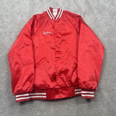VTG Cardinal Nylon Bomber Snap Jacket Size S Red JFK Athletic Club Made USA - Image 1 of 4