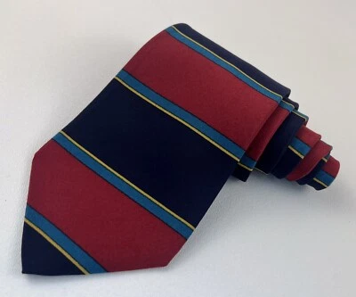 迪奥男式领带进口丝绸蓝黄色葡萄酒领带 — 第 1/4 张图片