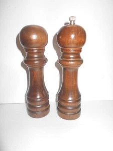 Vintage 7" groß Holz Salzstreuer & Pfeffermühle Set Gourmet Geschenke von Lucas - Bild 1 von 9