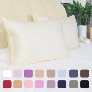 2PCS Soft Silky Satin Pillowcases 17Colors TD/STD/QUEEN/KING Pillow Cases Covers - Picture 1 of 14