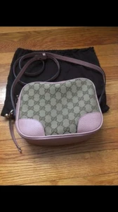 Gucci 449413 Leather Crossbody Beige Pink Guccissima  8.5"L x 4"W x 7"H - Picture 1 of 9