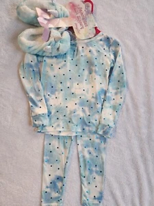 Girls SIZE 5 STARS & UNICORN Pajama Set /matching Unicoen Slippers New - Picture 1 of 3