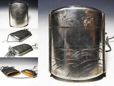 Inro Case Netsuke Sagemono Edo Period Japanese Antique Metal Silver Chidori