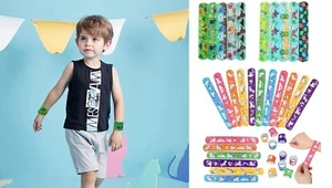 10 Pcs wrist Slap bands Birthday Party Favours loot bag Unicorn dinosaur - Picture 1 of 21