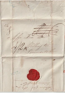 1830 ESDAILE LONDON BANK E/L 4/2d TO FOX WELLINGTON BLUE DOUBLE FRAMED L S L44b - Photo 1/5