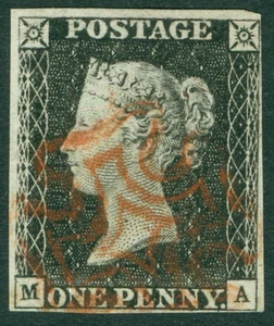 SG 3 1d grey-black plate 2 lettered MA. Very fine used with a crisply struck... - Picture 1 of 2