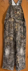 Carhartt Camo Insulated Bibs Youth 12 Realtree Thermal Hunting Canvas Overalls - Picture 1 of 17