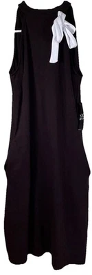 NWT New York & Company Women’s Dress Sleeveless Black XS NEW w pockets white bow - Image 1 of 4