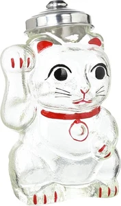 Maneki Neko Lucky Cat Glass Candy Jar Confectionery Bottle Hirota Glass Japan - Picture 1 of 11
