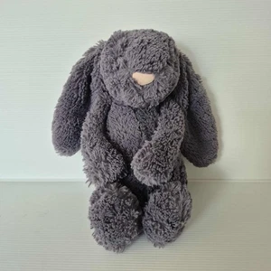 Jellycat Medium BASHFUL Charcoal BUNNY Soft Plush Toy GENUINE 31cm VERY RARE - Picture 1 of 6