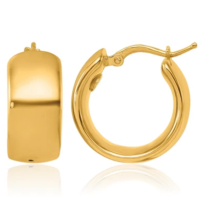 18K Solid Yellow Gold Round Medium Hoop Earrings - Image 1 of 4