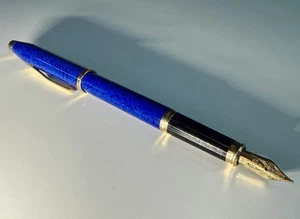 Cross Century Füllfederhalter vergoldet mittlere Feder blau mit Goldrand USA Sale - Bild 1 von 4