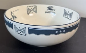 Mikasa Vintage 1990er Tribal Arts Gemüse Servierschale 8" CP016 blau und weiß - Bild 1 von 15
