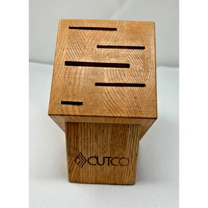 Bloque de cuchillos gourmet Cutco 5 ranuras solo hecho en EE. UU. madera de roble miel - Imagen 1 de 13