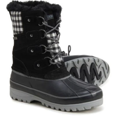 Khombu Botas Pato Nórdico Gamuza Imitación Piel Cordones Botines Negro Cuadros Talla 7 NUEVO Foto 1 de 4