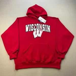 Vintage Wisconsin Badgers Hoodie Sweatshirt Adult Large University College NWT - Picture 1 of 9