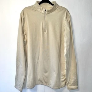 Tesla Cream 1/4 Zip Fleece Lined Pullover Shirt Logo Golf Preppy Casual Size XL - Picture 1 of 9