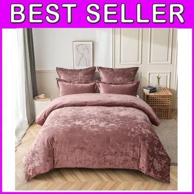 Juego de edredón King de terciopelo envejecido suave y ligero - Diseño elegante de 5 piezas Foto 1 de 4