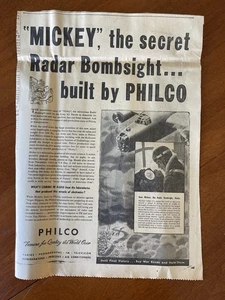 Philco Radios "Mickey" Kriegsende 1945 Zeitungsanzeige Ausschnitt Chicago Tribune - Bild 1 von 5