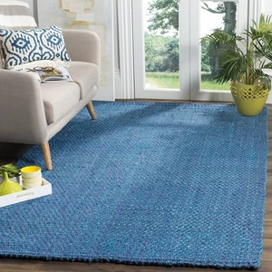 Natural Fiber Collection Area Rug - 8' x 10', Blue, Handmade Jute, Ideal for ... - Picture 1 of 4