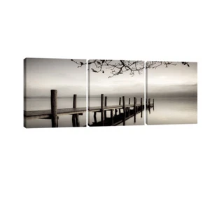 Canvas Wall Art Print Painting Picture Home Dec Photo Landscape Bridge Lake Gray - Picture 1 of 8
