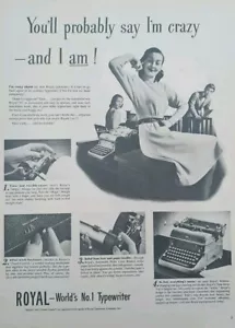 1946 Vintage Royal tragbare Schreibmaschine Druck Werbung. Schwarz-Weiß-Fotografie - Bild 1 von 1
