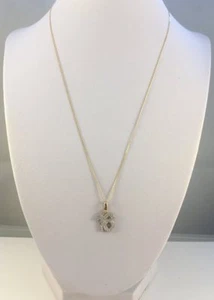 9 kt Gold 0,02 kt Diamant Set 16 Anhänger 1,6 x 1,1 cm inkl. Ballen an 18" Kette 1,4 gm NEU - Bild 1 von 2