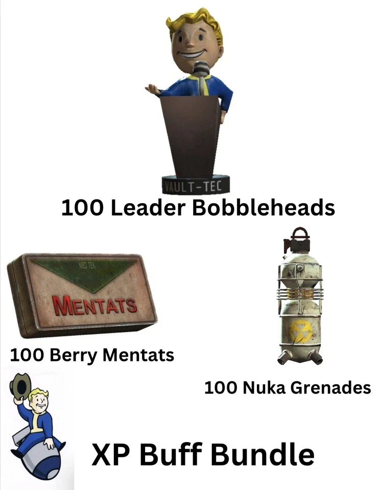 (Xbox) Комплект XP Buff Basics - Leader Bobbleheads, Berry Mentats, Nuka Grenades - Изображение 1 из 1