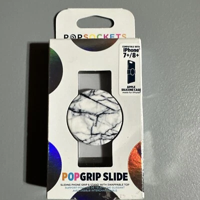 PopSockets PopGrip Sliding Clear Day White Marble For iPhone 7plus/8plus 7+/8+ - Image 1 of 4