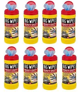 8 x Big Wipes Heavy Duty paños de limpieza paños de limpieza de manos 80 unidades por lata - Imagen 1 de 2