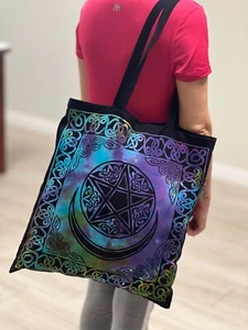 Celtic Pentagram Cotton Large Tie Dye Tote Bag from India 18"x18" - Picture 1 of 1