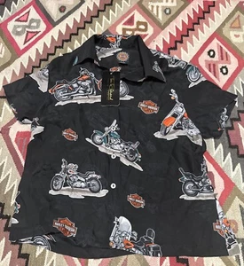 NEW Harley Davidson Tori Richard Hawaiin Button Up 100% Silk Top Women’s Small - Picture 1 of 8