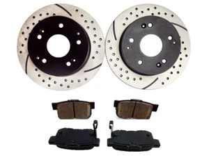 REAR DRILLED Brake Rotors and Ceramic Pad for 2002 2003 2004 2005 2006 Acura RSX - Picture 1 of 8