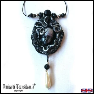 snake victorian gothic portrait jewelry pendant magic talisman amulet medallion - Picture 1 of 24