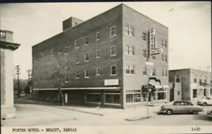 1956 PORTER HOTEL BELOIT KANSAS MITCHELL COUNTY POSTCARD PONTIAC COFFEE SHOP KS - Picture 1 of 1