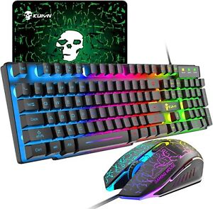 T6 Rainbow Gaming Keyboard and Mouse + FREE Mouse Pad for PS4 Xbox one PC Laptop