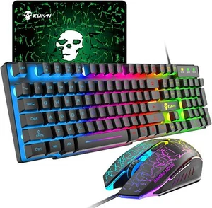 T6 Rainbow Gaming Keyboard and Mouse + FREE Mouse Pad for PS4 Xbox one PC Laptop - Picture 1 of 14