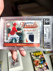 2009 Panini Elite Extra Throwback Threads Prime Mike Trout RPA /50 BGS 8.5 RC SP