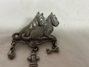 Vintage LCD Scottie Dogs Pewter Pin Brooch - Picture 1 of 5
