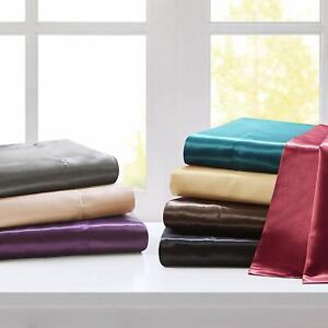1000  TC Satin Silk 4 PC or 6  PC Sheet Set UK Double Size & Select Solid Colors