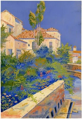 E. HEID, 'RINCON DE GRANADA', gouache firmado, c. 1920s Foto 1 de 2