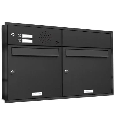 2er Premium anthrazit Unterputz Briefkasten Anlage Klingel A4 Postkasten 2x1 - Bild 1 von 3