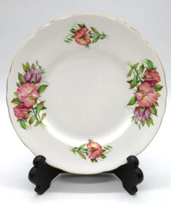Vintage Tuscan Bone China Salatteller Muster Geburtstag Blumen April Erbse Gold - Bild 1 von 9