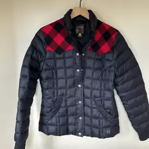 Roper Black Quilted Down Red Buffalo Plaid Snap Front Christmas Jacket medium - Picture 1 of 11