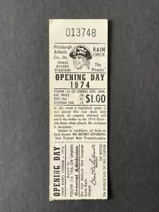 Boleto de Piratas 1974 8 exposiciones 12 día de apertura Dave Parker 3H 2-2B 2 carreras impulsadas - Imagen 1 de 2